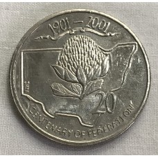 AUSTRALIA 2001 . TWENTY 20 CENTS COIN . CENTENARY OF FEDERATION . NEW SOUTH WALES